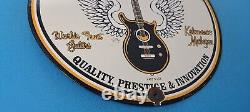 Vintage Gibson Guitars Porcelain Prestige Music Instruments Gas Pump Plate Sign