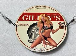 Vintage Gilbeys Gin Porcelain Pinup Bikini Brewery Garage Gas Oil Service Sign