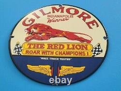 Vintage Gilmore Gasoline Porcelain Gas Service Station Pump Motor Oil Lion Sign