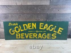 Vintage Golden Eagle Beverages Erie PA Painted Tin Metal Advertising Sign #2