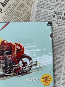 Vintage Golden Shell Motor Oil 8x12 Inches Porcelain Enamel Sign