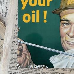 Vintage Golden Shell Motor Oil Service 8x12 Inches Porcelain Enamel Sign