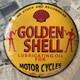 Vintage Golden Shell Oil For Motorcycles 12 Inch Convex Porcelain Enamel Sign