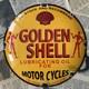 Vintage Golden Shell Oil For Motorcycles 12 Inch Convex Porcelain Enamel Sign
