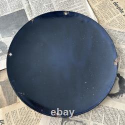 Vintage Golden Shell Oil For Motorcycles 12 Inch Convex Porcelain Enamel Sign