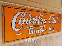 Vintage Golf Country Club Ginger Ale Porcelain/steel Soda Store Display Sign