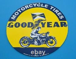 Vintage Goodyear Motorcycle Porcelain Gas Bike Tires Service Station Pump Sign