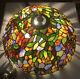 Vintage Gorgeous Dale Tiffany Signed Art Stained Glass Hanging Light- 21 Inch