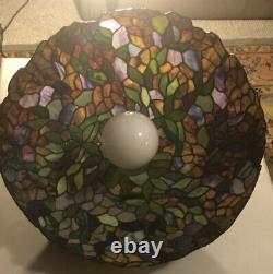 Vintage Gorgeous Dale Tiffany Signed Art Stained Glass Hanging Light- 21 inch