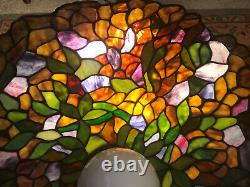 Vintage Gorgeous Dale Tiffany Signed Art Stained Glass Hanging Light- 21 inch