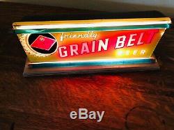 Vintage Grain Belt Beer Reverse Glass Back Bar Lighted Sign