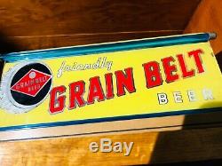 Vintage Grain Belt Beer Reverse Glass Back Bar Lighted Sign