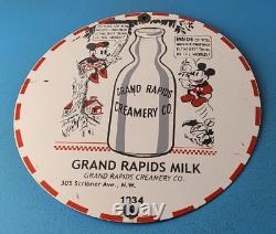 Vintage Grand Rapids Creamery Sign Mickey Mouse Drink Milk Gas Service Sign