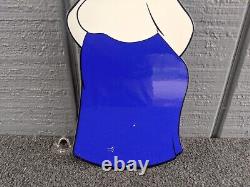 Vintage Granny Cartoon Character Porcelain Enamel Metal Sign Die Cut 13 X 5