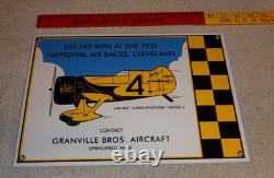 Vintage Granville Brothers Aircraft 14 Porcelain Metal Plane Gasoline Oil Sign