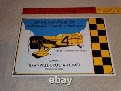 Vintage Granville Brothers Aircraft 14 Porcelain Metal Plane Gasoline Oil Sign