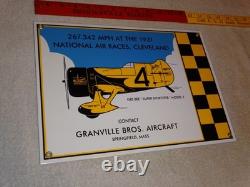 Vintage Granville Brothers Aircraft 14 Porcelain Metal Plane Gasoline Oil Sign