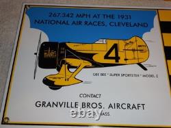 Vintage Granville Brothers Aircraft 14 Porcelain Metal Plane Gasoline Oil Sign