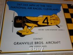 Vintage Granville Brothers Aircraft 14 Porcelain Metal Plane Gasoline Oil Sign
