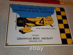 Vintage Granville Brothers Aircraft 14 Porcelain Metal Plane Gasoline Oil Sign