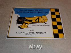 Vintage Granville Brothers Aircraft 14 Porcelain Metal Plane Gasoline Oil Sign