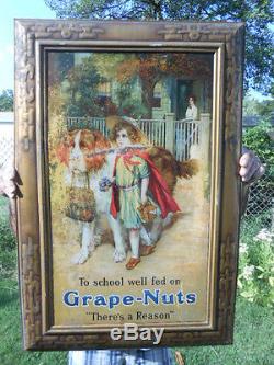 Vintage Grape Nuts Cereal Beer Gas Oil Metal Self FrameTin Sign