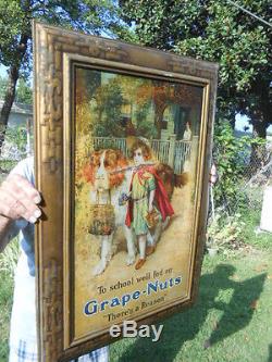 Vintage Grape Nuts Cereal Beer Gas Oil Metal Self FrameTin Sign