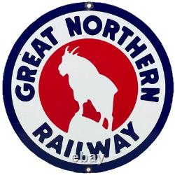 Vintage Great Northern Porcelain Sign Train Station Freight Rail Road Gas Oil