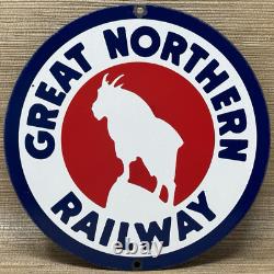 Vintage Great Northern Porcelain Sign Train Station Freight Rail Road Gas Oil