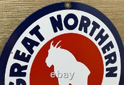 Vintage Great Northern Porcelain Sign Train Station Freight Rail Road Gas Oil