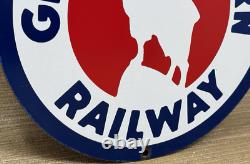 Vintage Great Northern Porcelain Sign Train Station Freight Rail Road Gas Oil