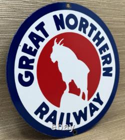 Vintage Great Northern Porcelain Sign Train Station Freight Rail Road Gas Oil