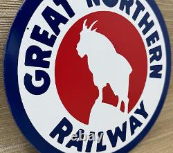 Vintage Great Northern Porcelain Sign Train Station Freight Rail Road Gas Oil