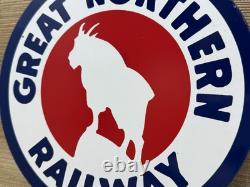 Vintage Great Northern Porcelain Sign Train Station Freight Rail Road Gas Oil