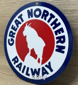 Vintage Great Northern Porcelain Sign Train Station Freight Rail Road Gas Oil
