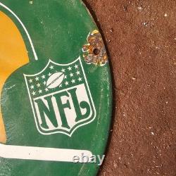 Vintage Green Bay NFL Packers Gasoline Oil Gas Pump Enamel Porcelain Sign