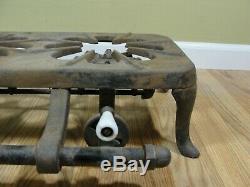 Vintage Griswold Cast Iron Gas Grill 3 Burner Camp Stove Marked signed bottom