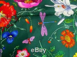 Vintage Gucci Signed Vittorio Accornero Forest Green Flora Silk Scarf 33 X 34