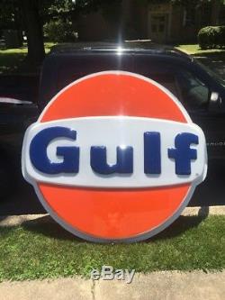 Vintage Gulf Gas Station Plastic Advertising Sign Large 6 Ft