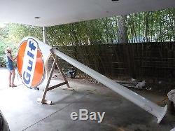 Vintage Gulf Oil Gas Station Sign Pole Original 60's