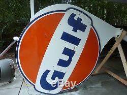 Vintage Gulf Oil Gas Station Sign Pole Original 60's