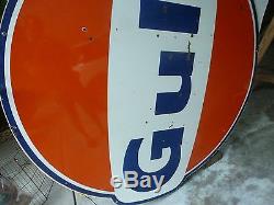 Vintage Gulf Oil Gas Station Sign Pole Original 60's