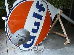 Vintage Gulf Oil Gas Station Sign Pole Original 60's