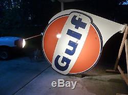 Vintage Gulf Oil Gas Station Sign Pole Original 60's