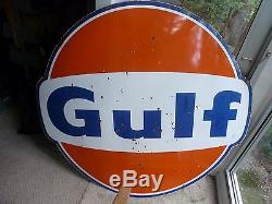 Vintage Gulf Oil Gas Station Sign Pole Original 60's