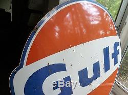 Vintage Gulf Oil Gas Station Sign Pole Original 60's
