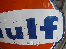 Vintage Gulf Oil Gas Station Sign Pole Original 60's