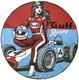Vintage Gulf Racing Gasoline Porcelain Sign Pin Up Gas Station Motor Oil Pump