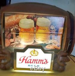 Vintage Hamm's Beer Motion Lighted Sign Barrel 8 Flip Scenes