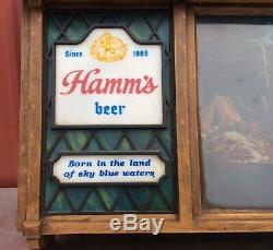 Vintage Hamm's Motion Beer Light Sign Scene-O-Rama Canoe Campsite Lake Waterfall